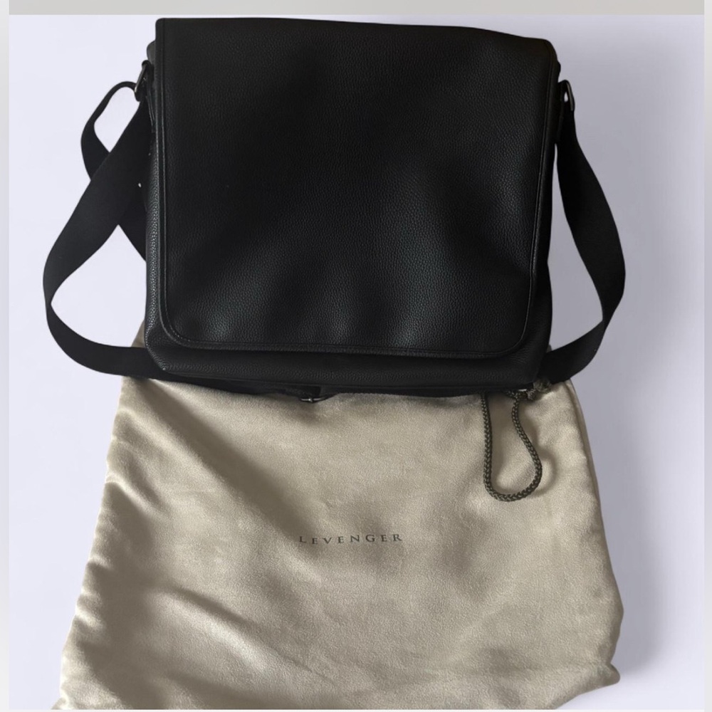 Levenger Genuine Leather Black Laptop Bag